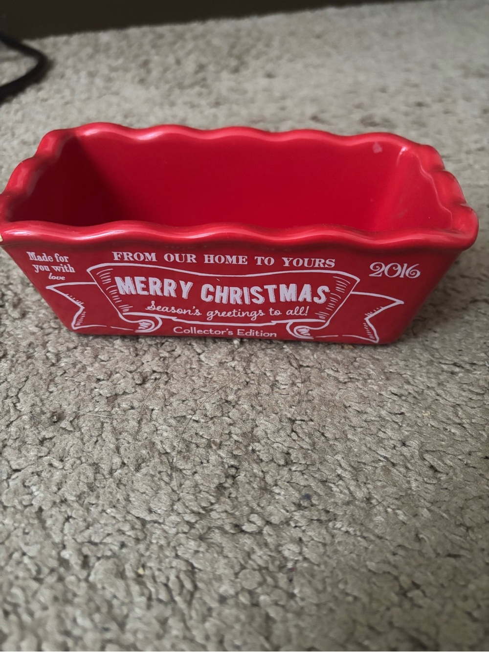 Merry Christmas Red Ceramic Collector's Edition Loaf Pan